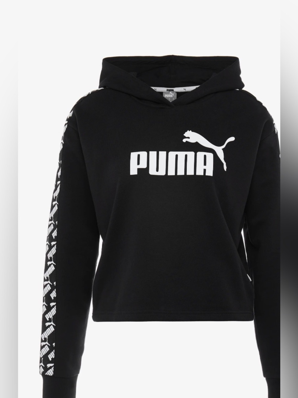 Puma Black Hoodie with White Logo Tape